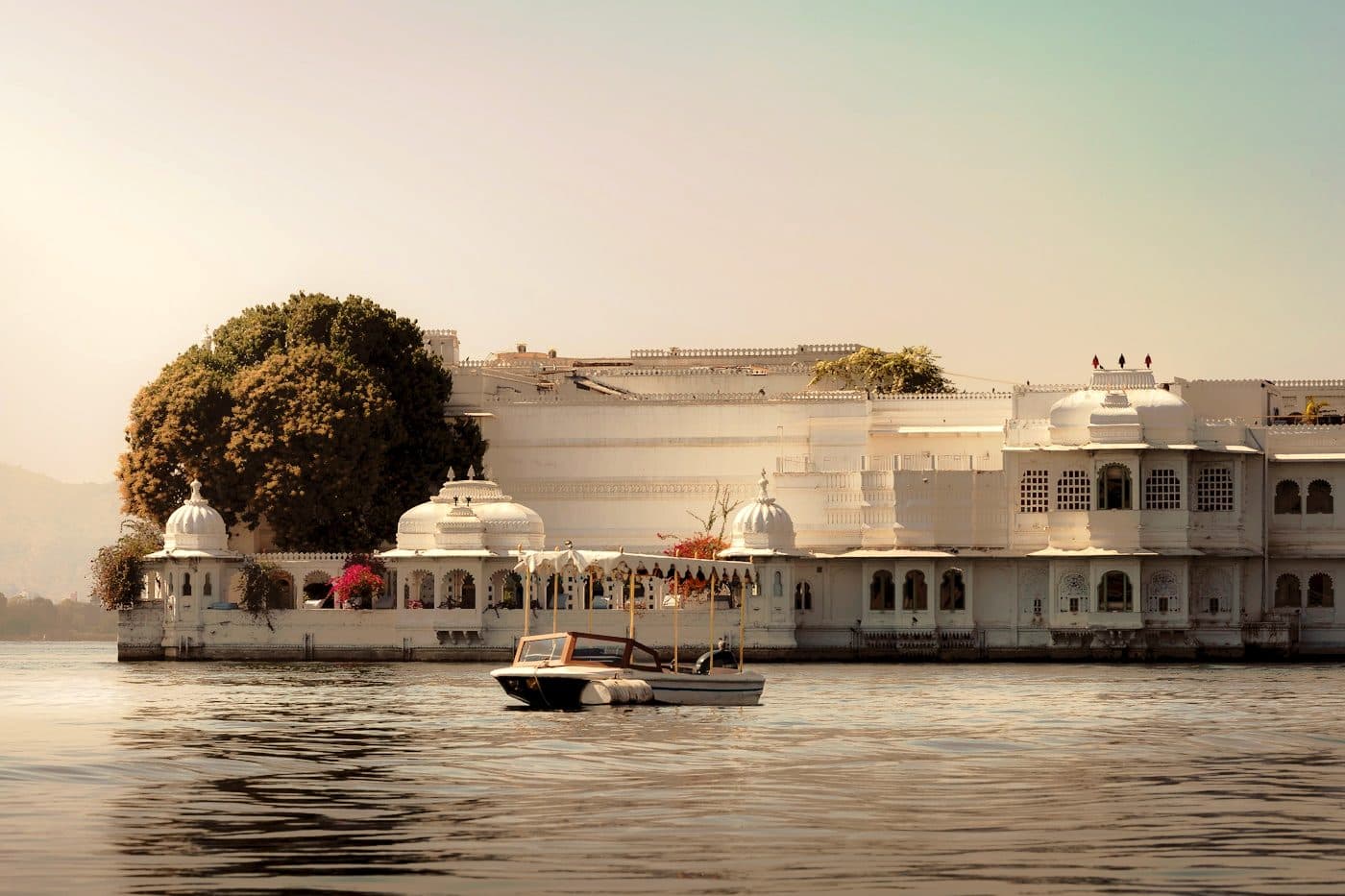The Lake Palace sitting low on the water of Lake Pichola