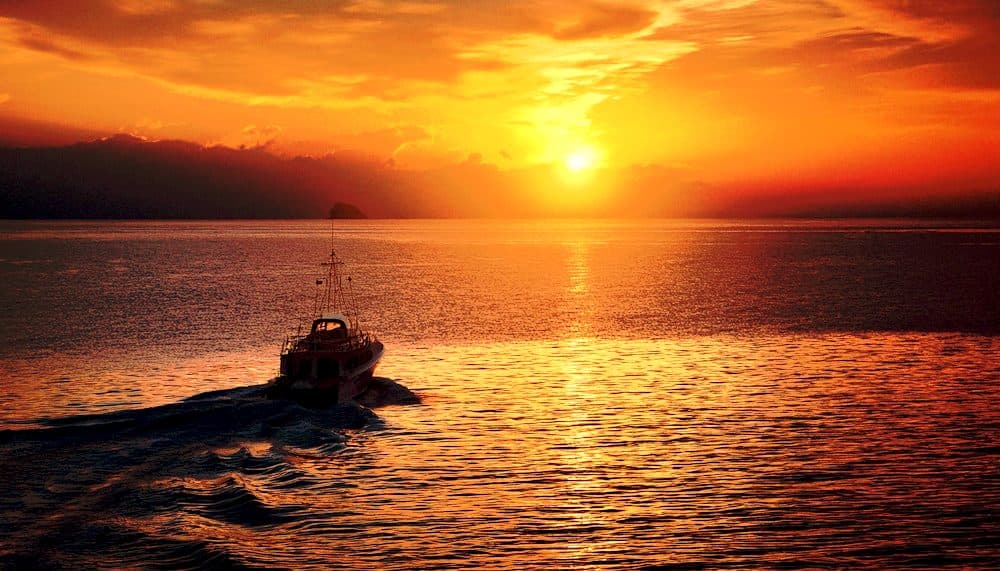 Sunset over the lake from the ghats