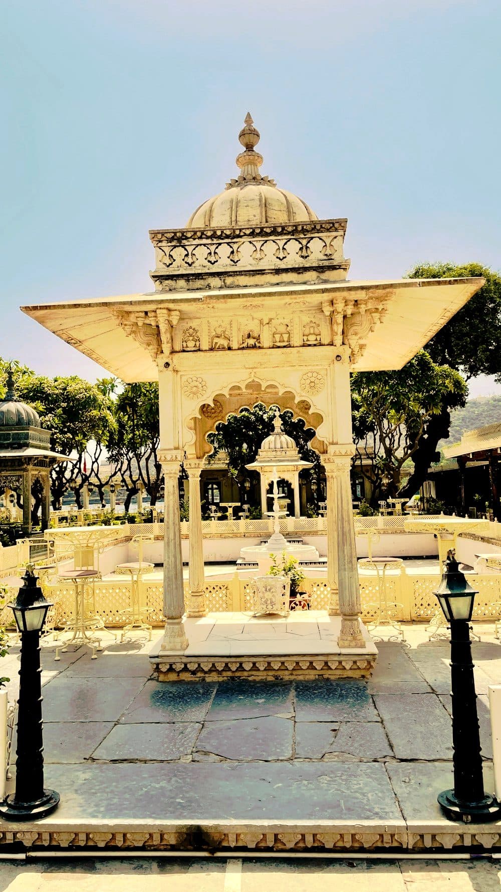 Marble pavilions in a Udaipur garden