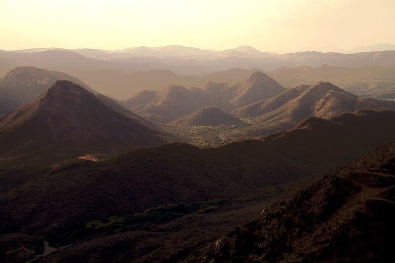 The Aravalli ridges south of the city